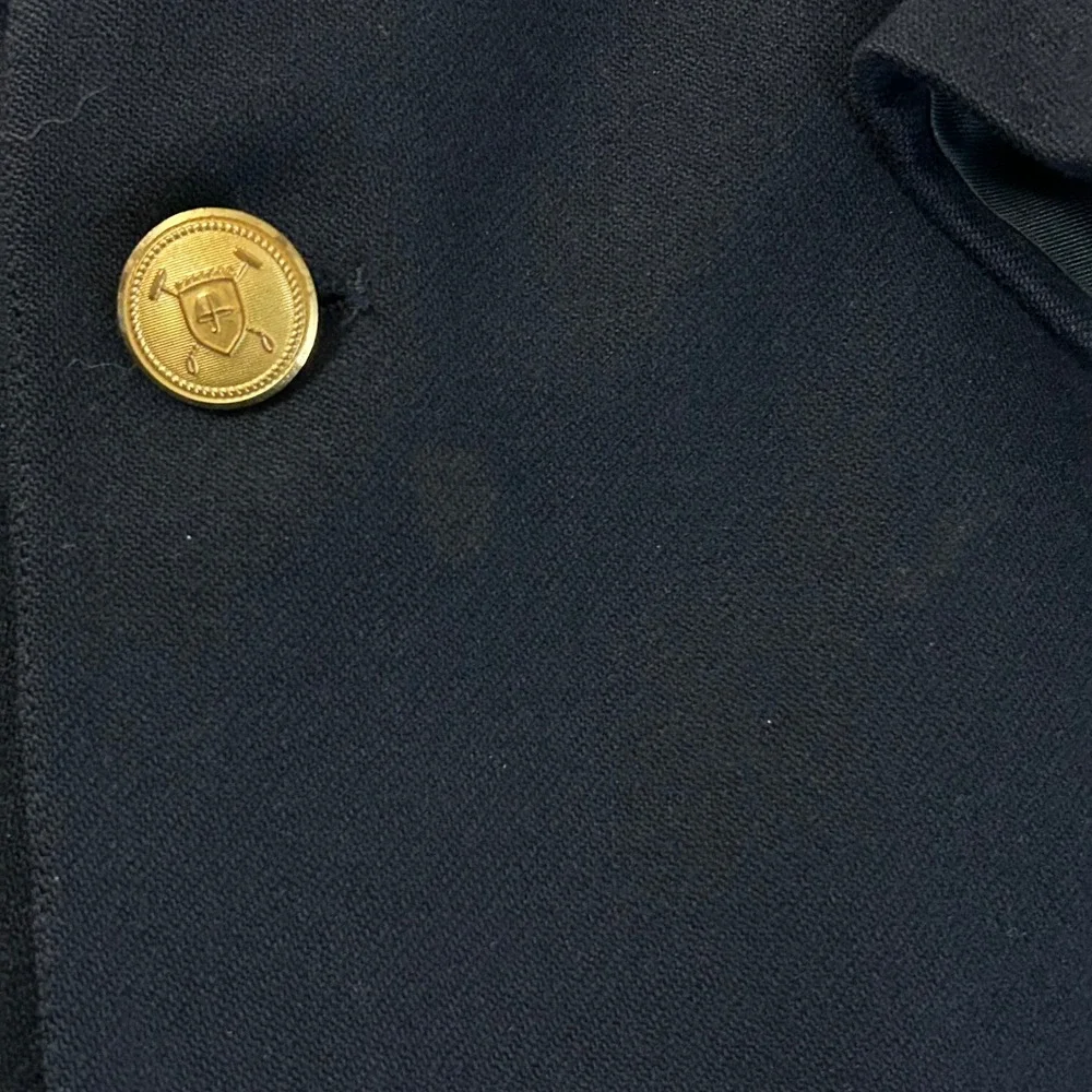 Polo University Club Ralph Lauren Navy Blue Virgin Wool Blazer Gold Buttons USA